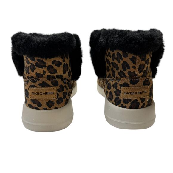 Skechers On-The-Go Joy Ankle Boots Suede Snow Kitty Leopard Walking Cozy EUC 9 - Picture 6 of 12